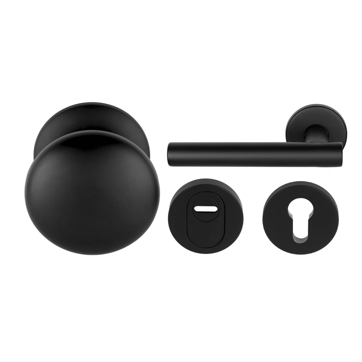 Formani voordeurset knop/kruk LB7-19 Mat Zwart – productweergave