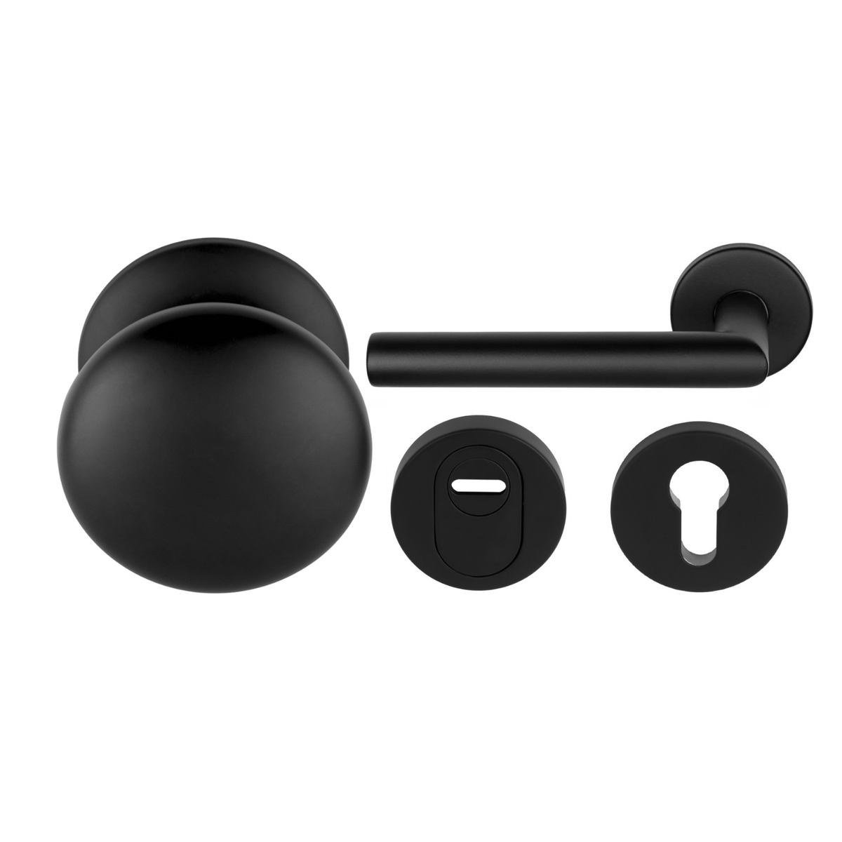 Formani voordeurset knop/kruk mat zwart SKG*** – detail