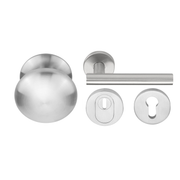 Formani voordeurset knop/kruk LB7-19 RVS Geborsteld – vooraanzicht