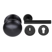 Formani voordeurset knop/kruk LB7-19 Zwart PVD – vooraanzicht