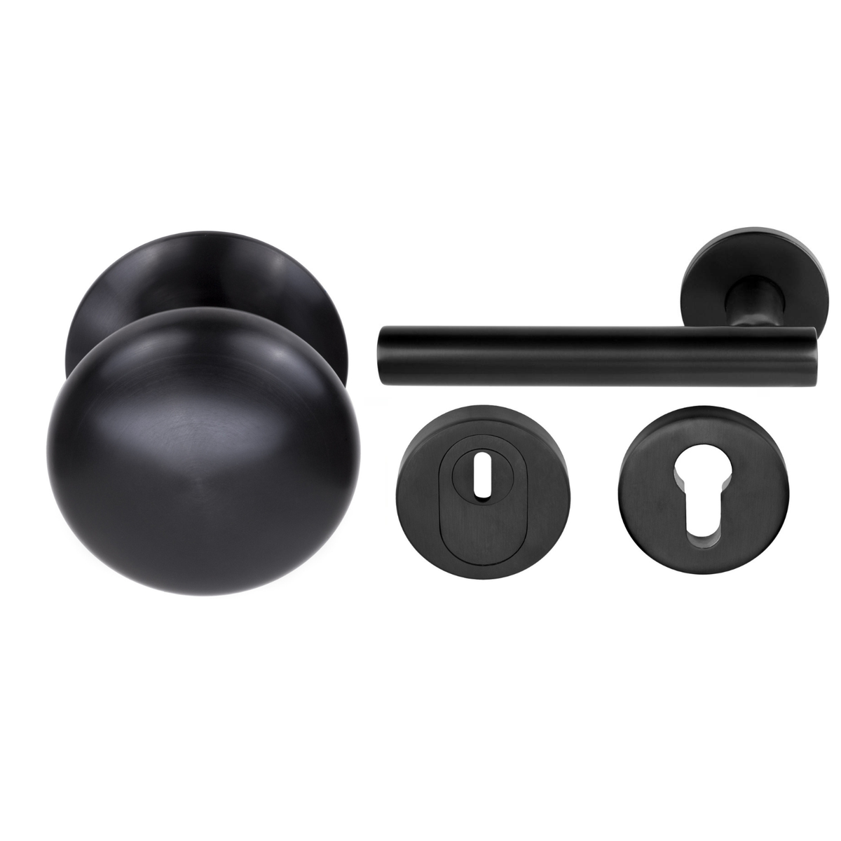 Formani voordeurset knop/kruk LB7-19 Zwart PVD – productweergave