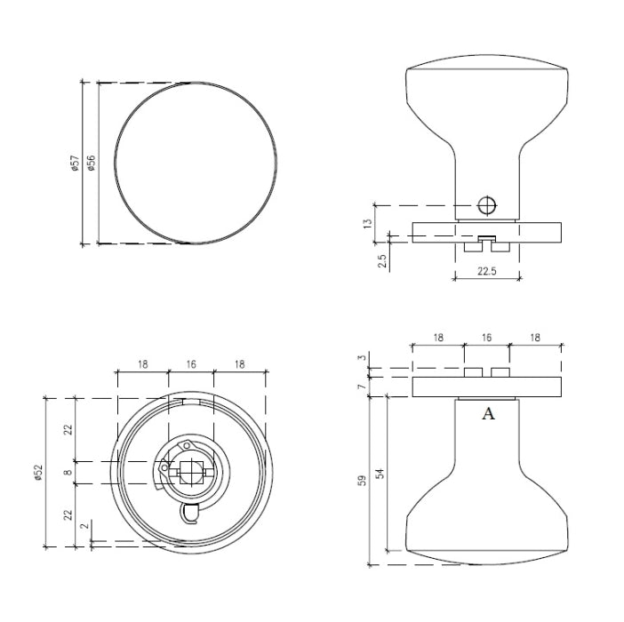 Aprile Ortica deurknoppen grafiet set detailfoto