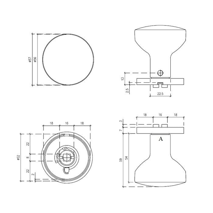 Aprile Ortica deurknop mat wit – detail rozet