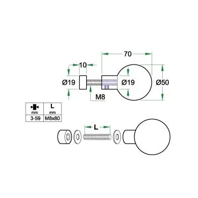 Artitec Mi Satori voordeurknop Entro Ø50 mm rvs mat detail