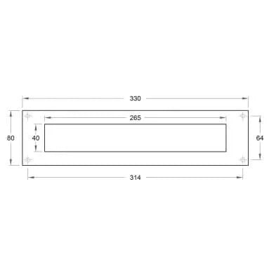 Artitec briefplaat Quattro rechthoek rvs mat – detail
