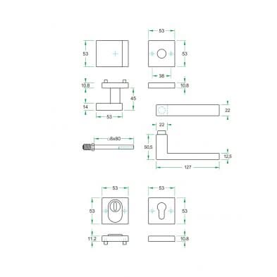 Artitec Mi Satori Quattro knop/kruk zwart maattekening