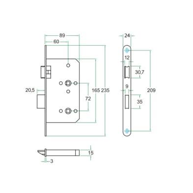 Artitec Toiletslot WC72 mm Zwart KL3 maattekening