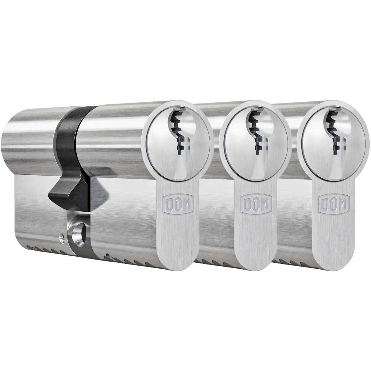 DOM Plura profielcilinder nikkel set van 3 – productfoto
