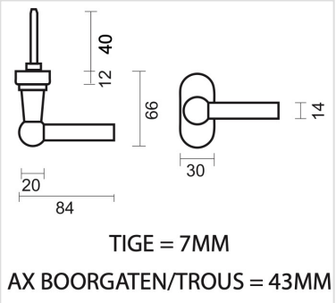 HDD Pro Petra raamkruk Roest – technische tekening met maten