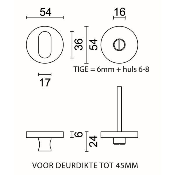 HDD Pro wc-garnituur rond Shape Flat inox geborsteld detail
