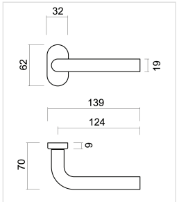 HDD Pro deurkruk PROFIEL L SHAPE 19MM INOX PLUS – detail