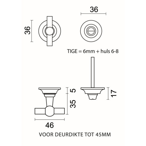 HDD Pro WC-garnituur rond Classic Petra inox look Ø 36 mm – detail