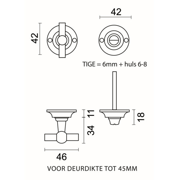 HDD Pro WC-garnituur rond Classic Petra inox look Ø 43 mm – detail