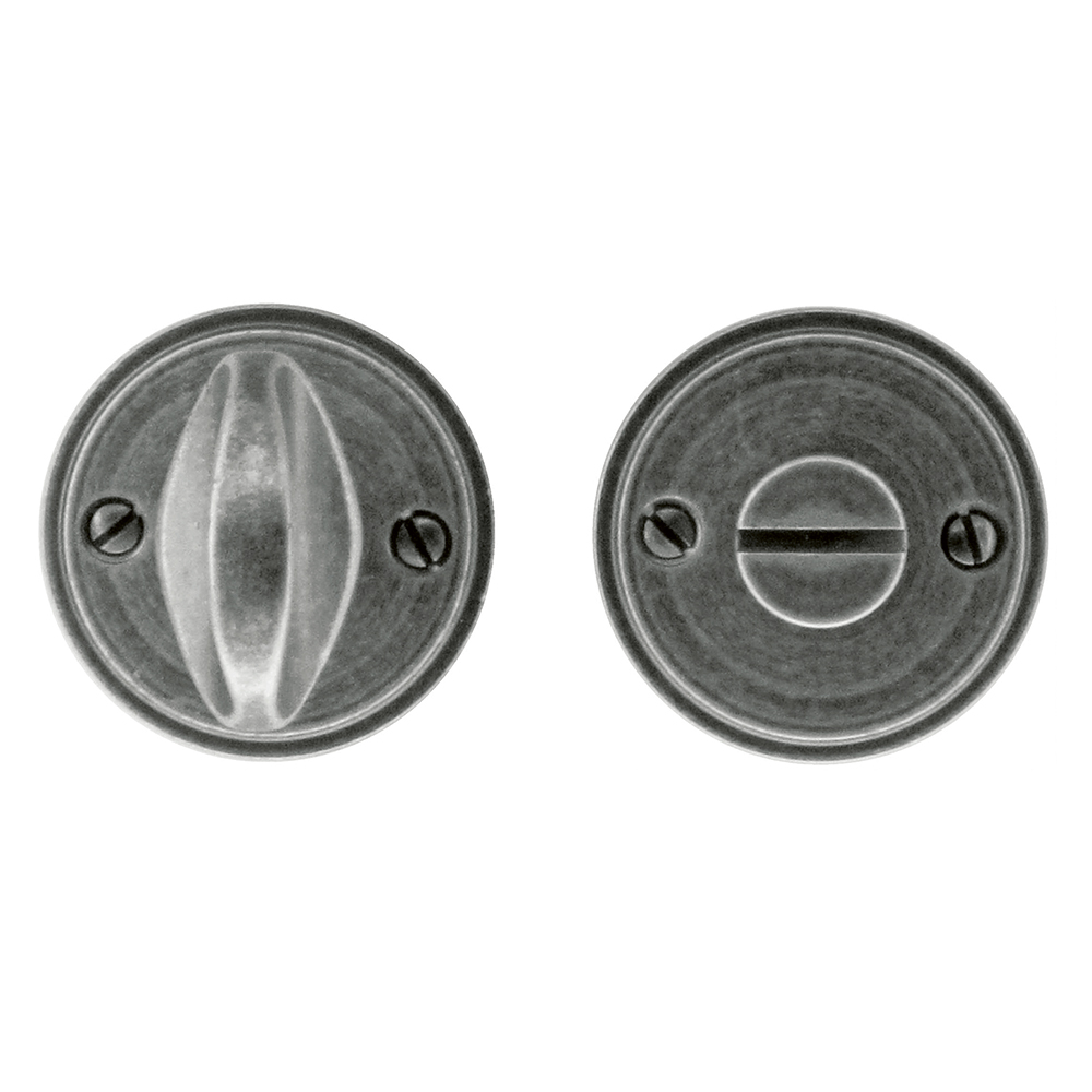 HDD Pro WC-garnituur rond Plat old silver Ø 48 mm – vooraanzicht