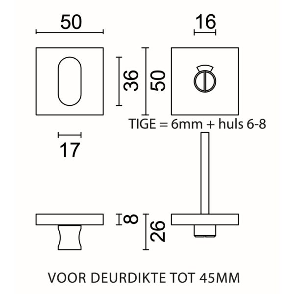 HDD Pro WC-garnituur Square Shape inox geborsteld – detail