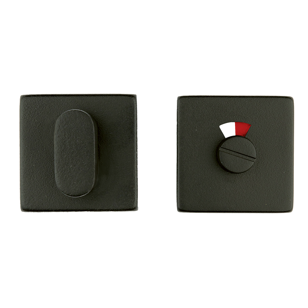HDD Pro WC-garnituur Square Shape zwart structuur UV met rood/wit-indicatie – vooraanzicht