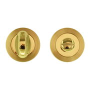 HDD Pro WC-garnituur rond met draairozas in mat en gepolijst messing, vooraanzicht