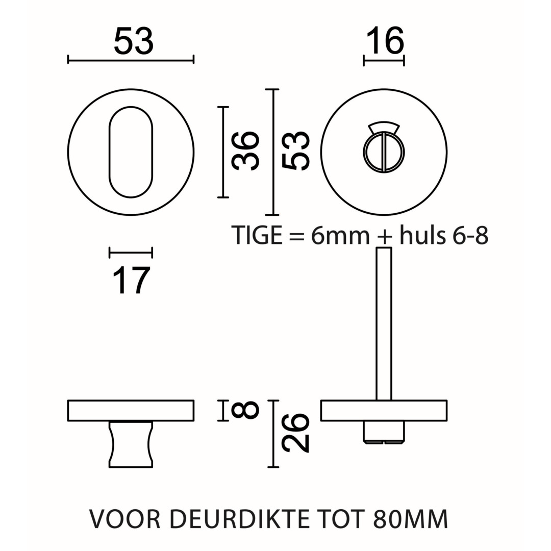HDD Pro WC garnituur rond Shape Inox Plus geborsteld RVS met tige 120 mm detail
