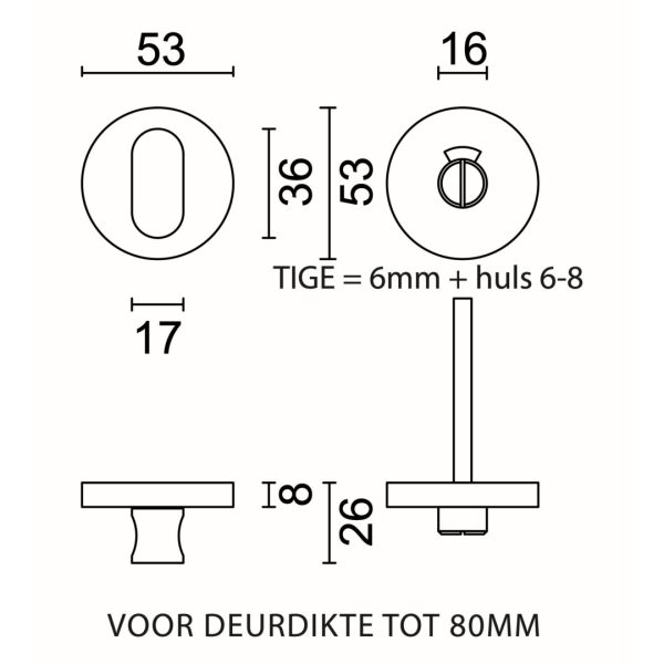 HDD Pro wc-garnituur rond Shape Class 3 inox geborsteld tige 120 mm detail