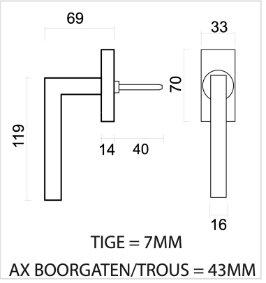 HDD Pro raamkruk Kubic Shape 16 mm Wit Structuur detail