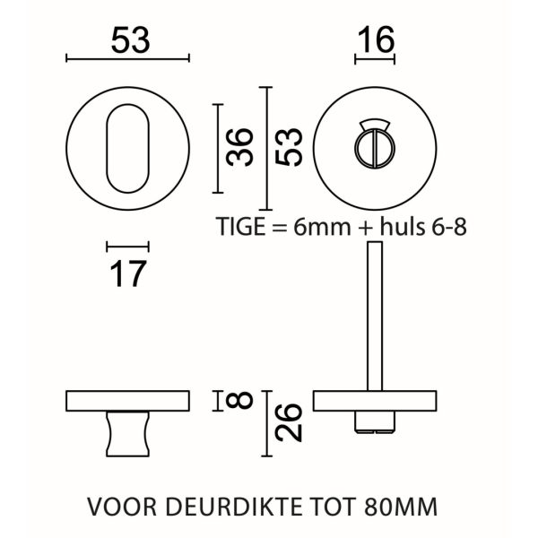 HDD Pro WC-garnituur rond Shape Zero inox geborsteld tige 120 mm – detail