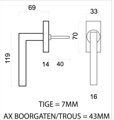 HDD Pro raamkruk Kubic Shape messing gepolijst detail
