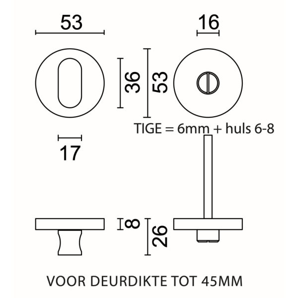 HDD Pro wc-garnituur rond Shape Class 3 inox geborsteld zonder indicatie detail