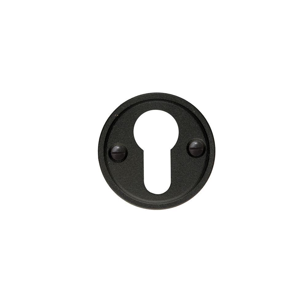 HDD Pro cilinderrozet rond Retro mat zwart structuur vooraanzicht