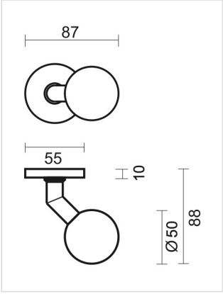 HDD Pro voordeurknop Top BS 50 op rozet zwart, detail