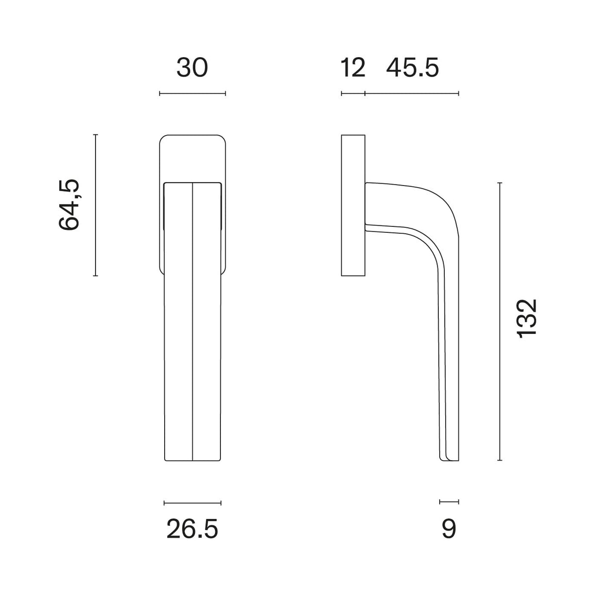 STILE raamkruk Jena Q – technische tekening met afmetingen