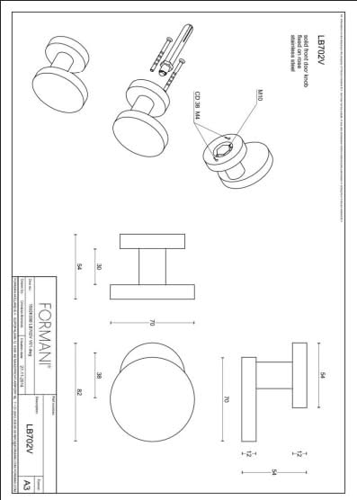 FORMANI LB702V voordeurknop mat RVS detail