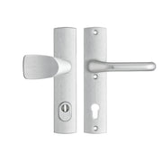 AXA Premium Schutzbeschlag Drücker Wing und Flow PZ92, Aluminium naturfarben, Vorderansicht