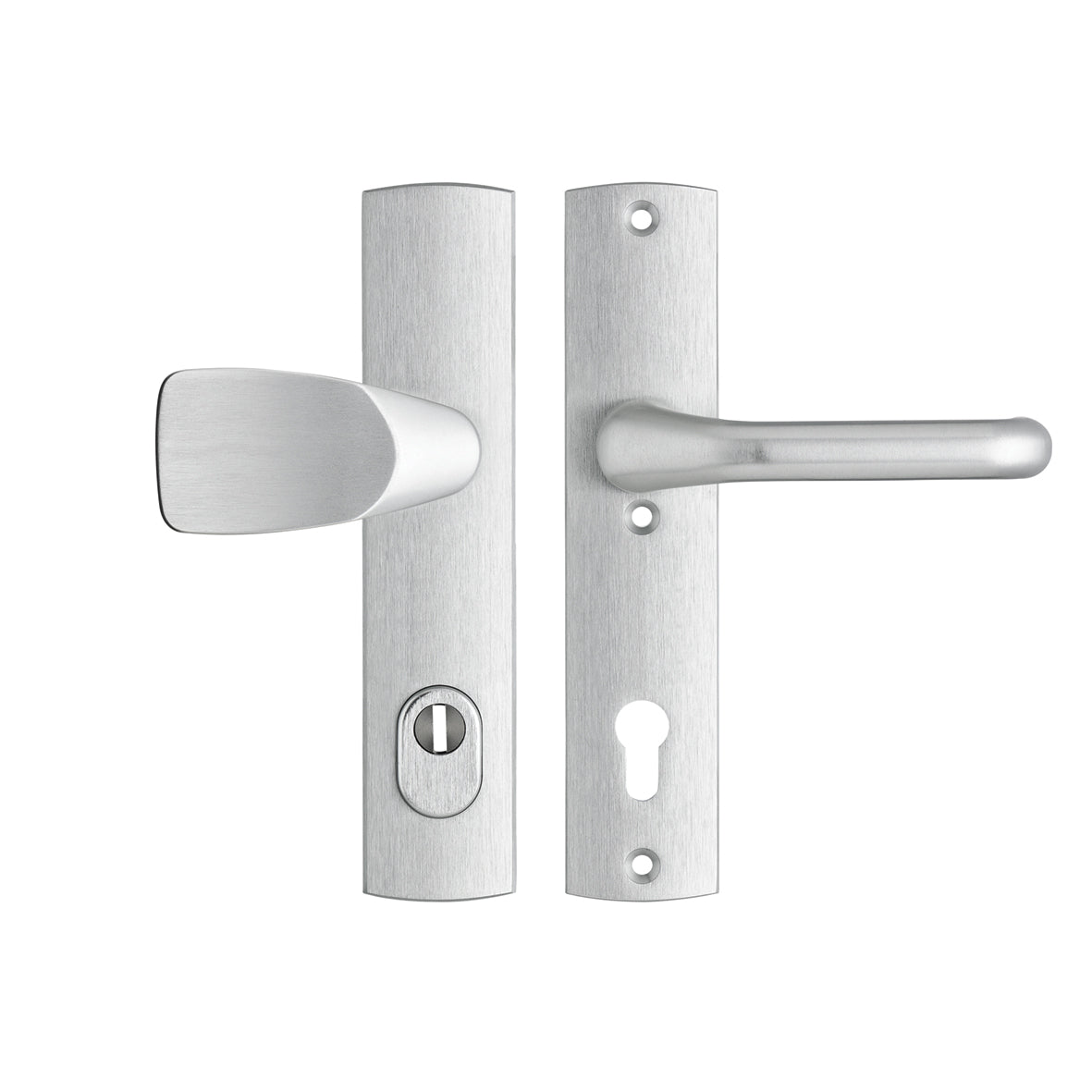 AXA Premium Schutzbeschlag Drücker Wing und Flow PZ92, Aluminium naturfarben, Vorderansicht