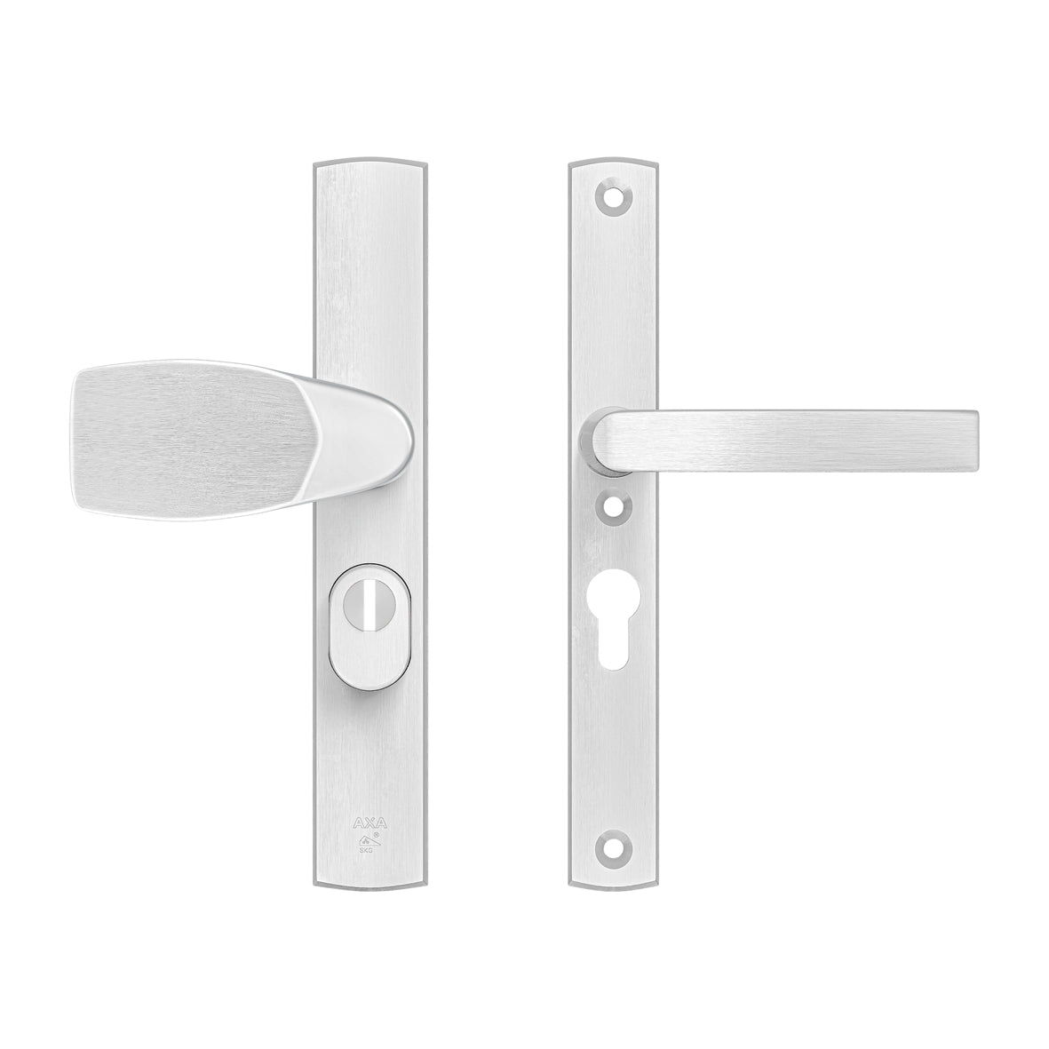 AXA | Veiligheidsbeslag Curve Plus smal kruk Wing+Blok PC55 anti-kerntrek | Aluminium naturel