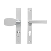 AXA Edge Plus Wechselgarnitur Schmalschild Wing-Knauf PZ72 Aluminium naturfarben, Vorderansicht