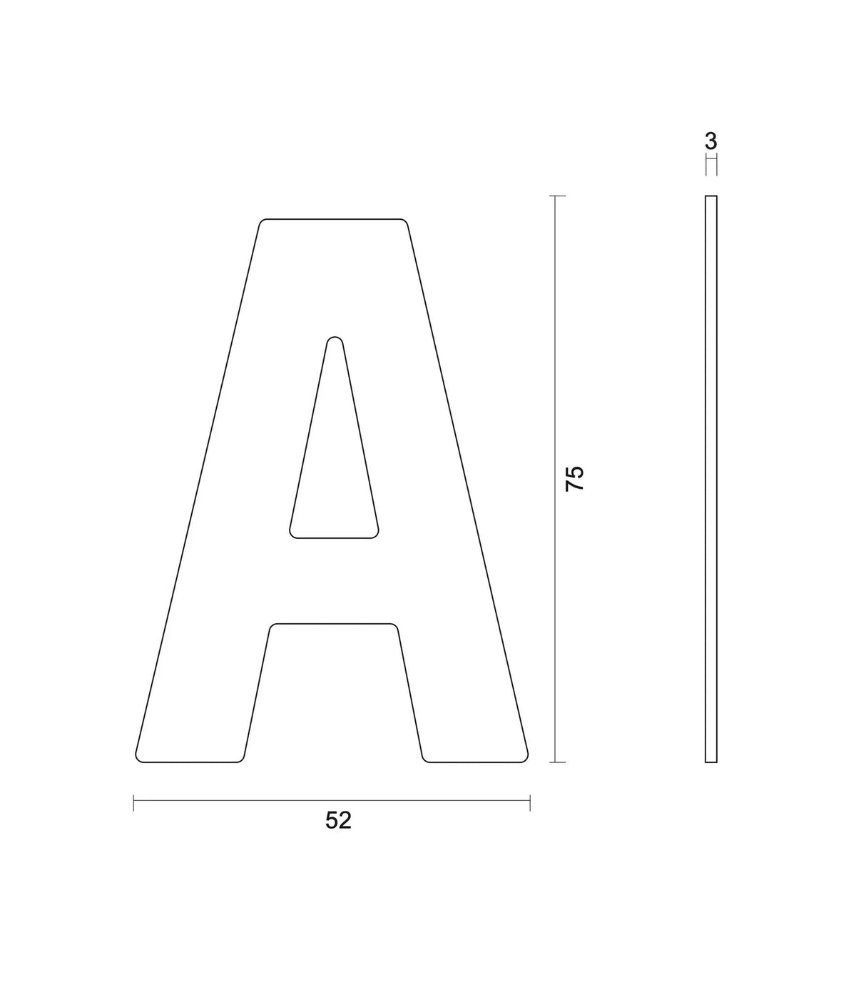 HDD Pro huisletter A plat zelfklevend zwart, 75 mm – detail