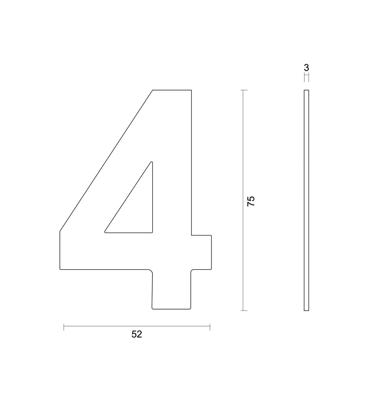 HDD Pro huisnummer 4 RVS zelfklevend 75 mm – detail
