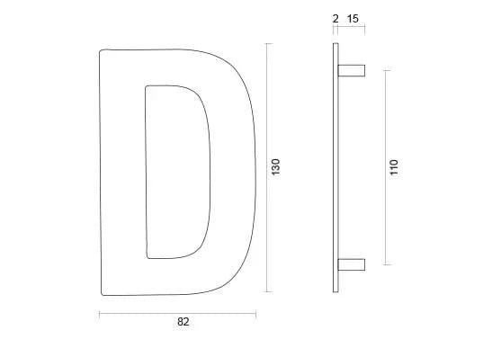 HDD Pro Huisletter Plat D Inox Plus – detail