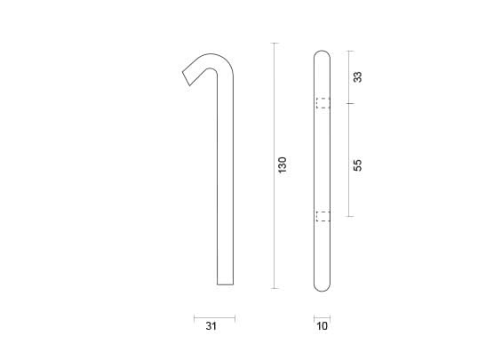 HDD Pro huisnummer rond 1 Inox Plus detail, hoogte 130 mm