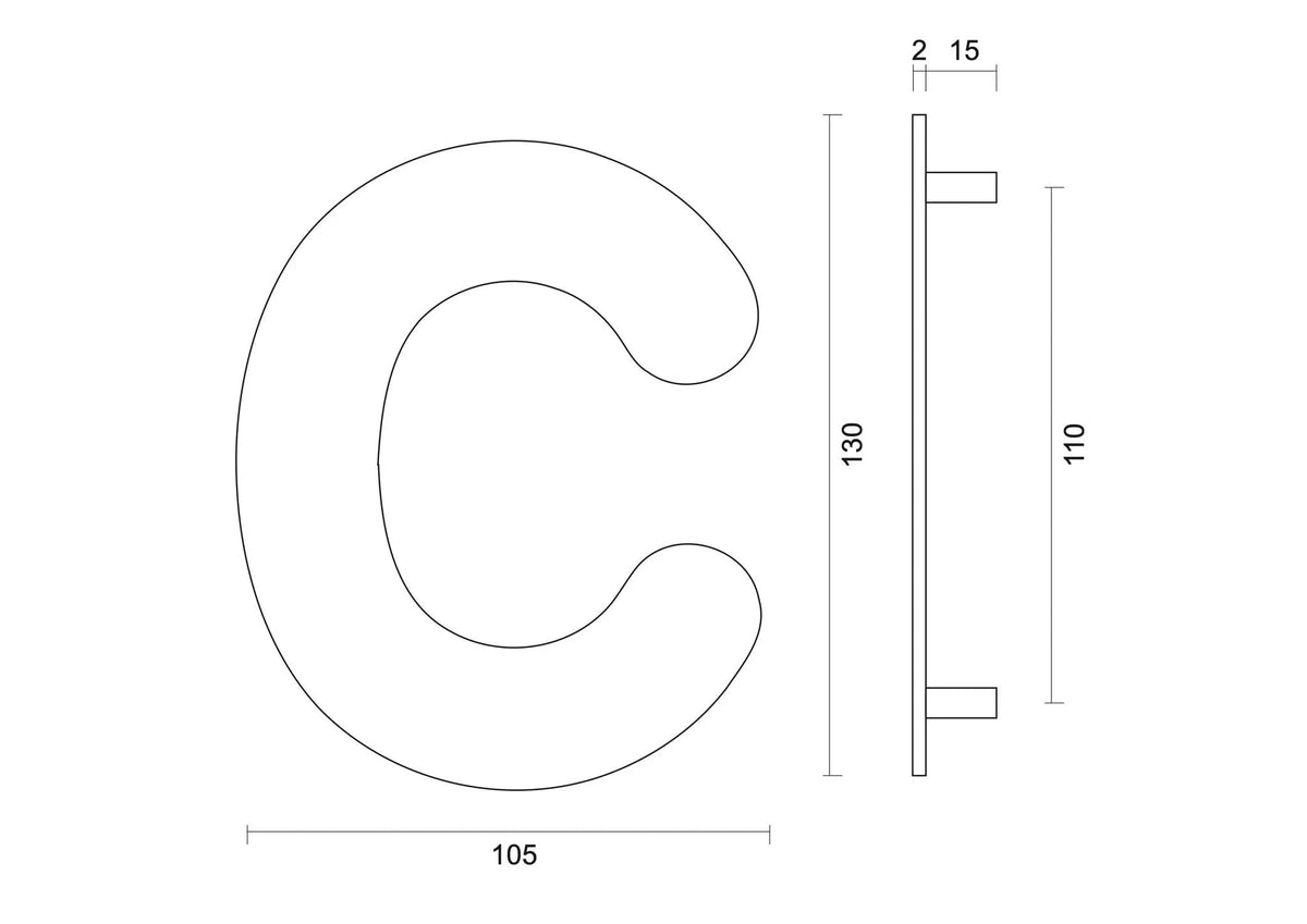 HDD Pro Huisletter Plat C Zwart Structuur UV – detail