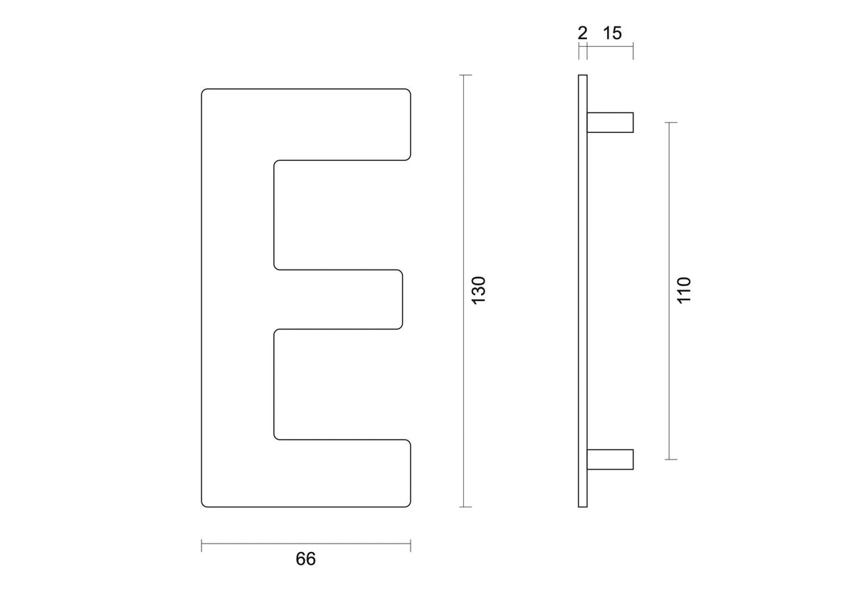 HDD Pro Huisletter Plat E Zwart Structuur UV – detail