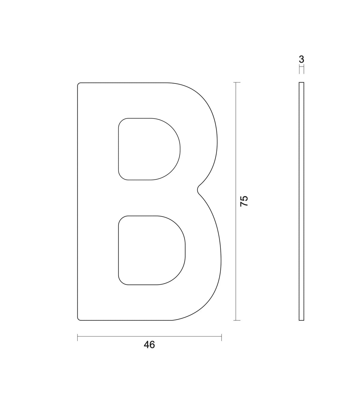 HDD Pro huisletter B zwart structuur – productweergave