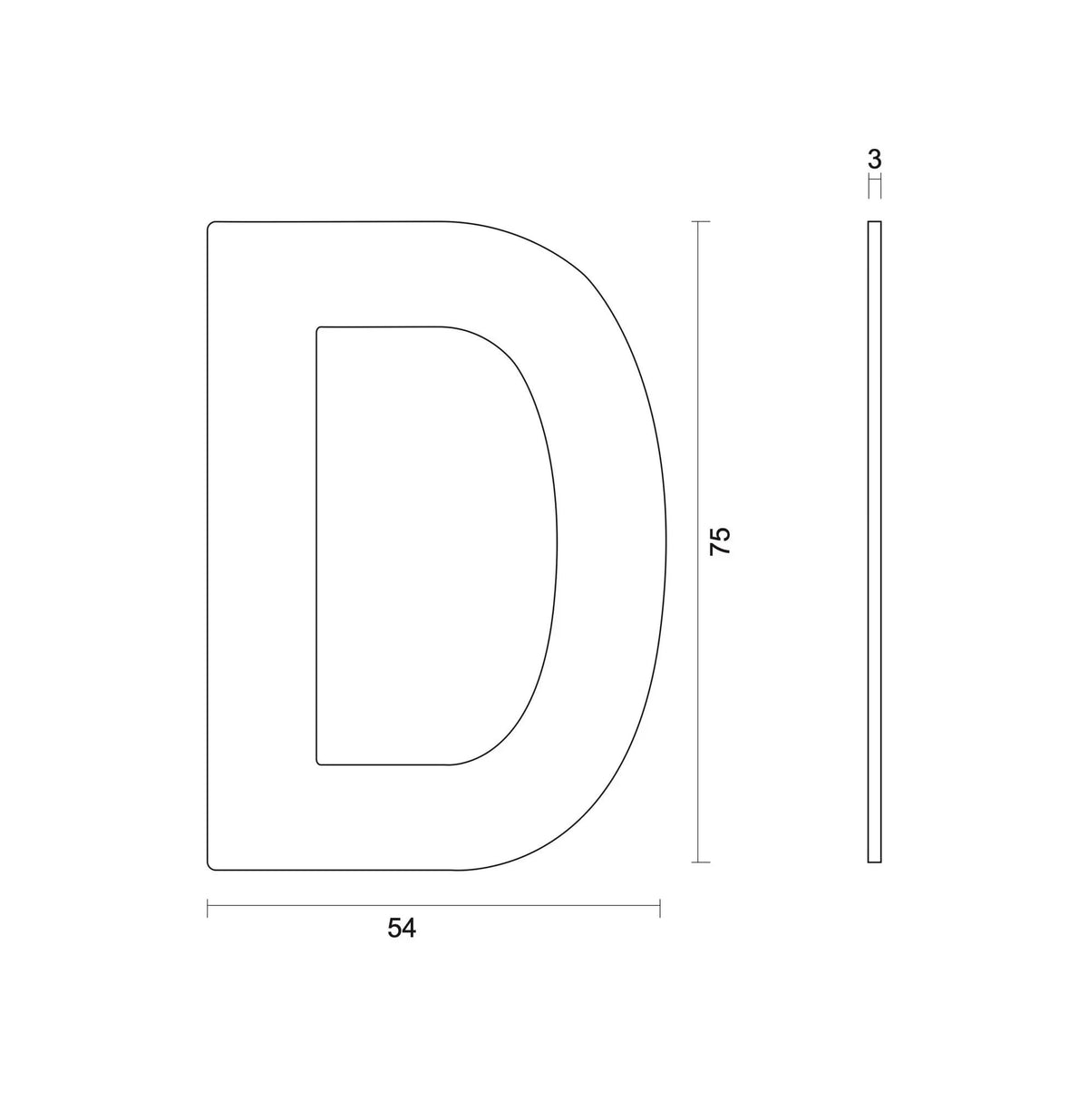 HDD Pro huisletter D zwart structuur – productweergave