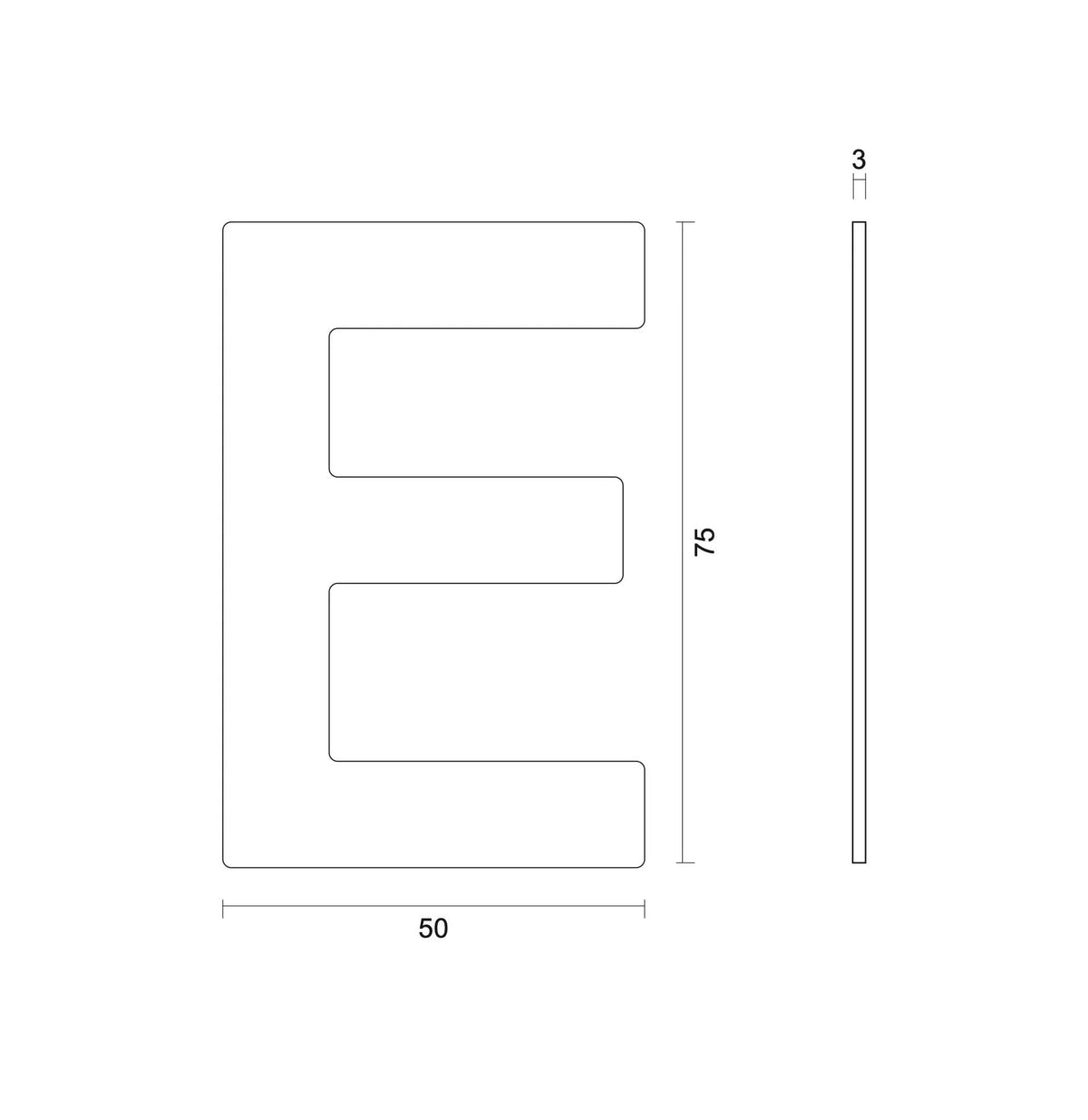 HDD Pro huisletter E zwart structuur – productweergave