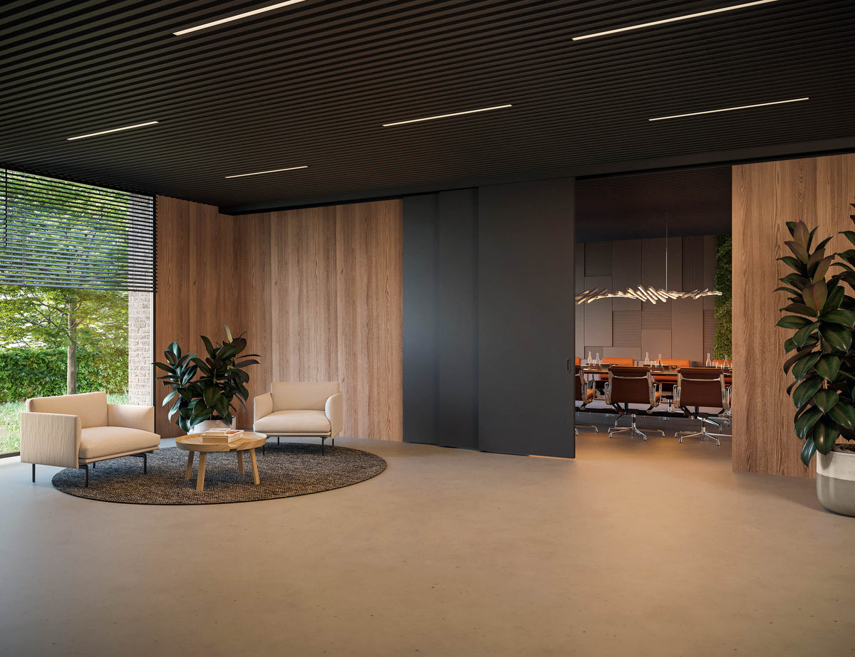 Argenta Xperta schuifdeursysteem sfeerbeeld plafond-/muurbevestiging (compactprofiel)