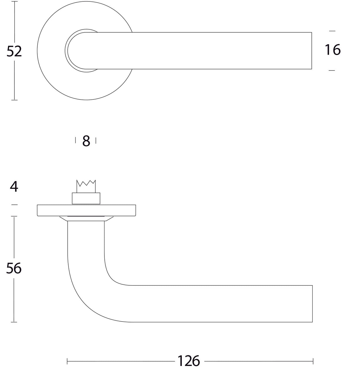 Intersteel deurkruk Recht ø16 mm rvs geborsteld detail