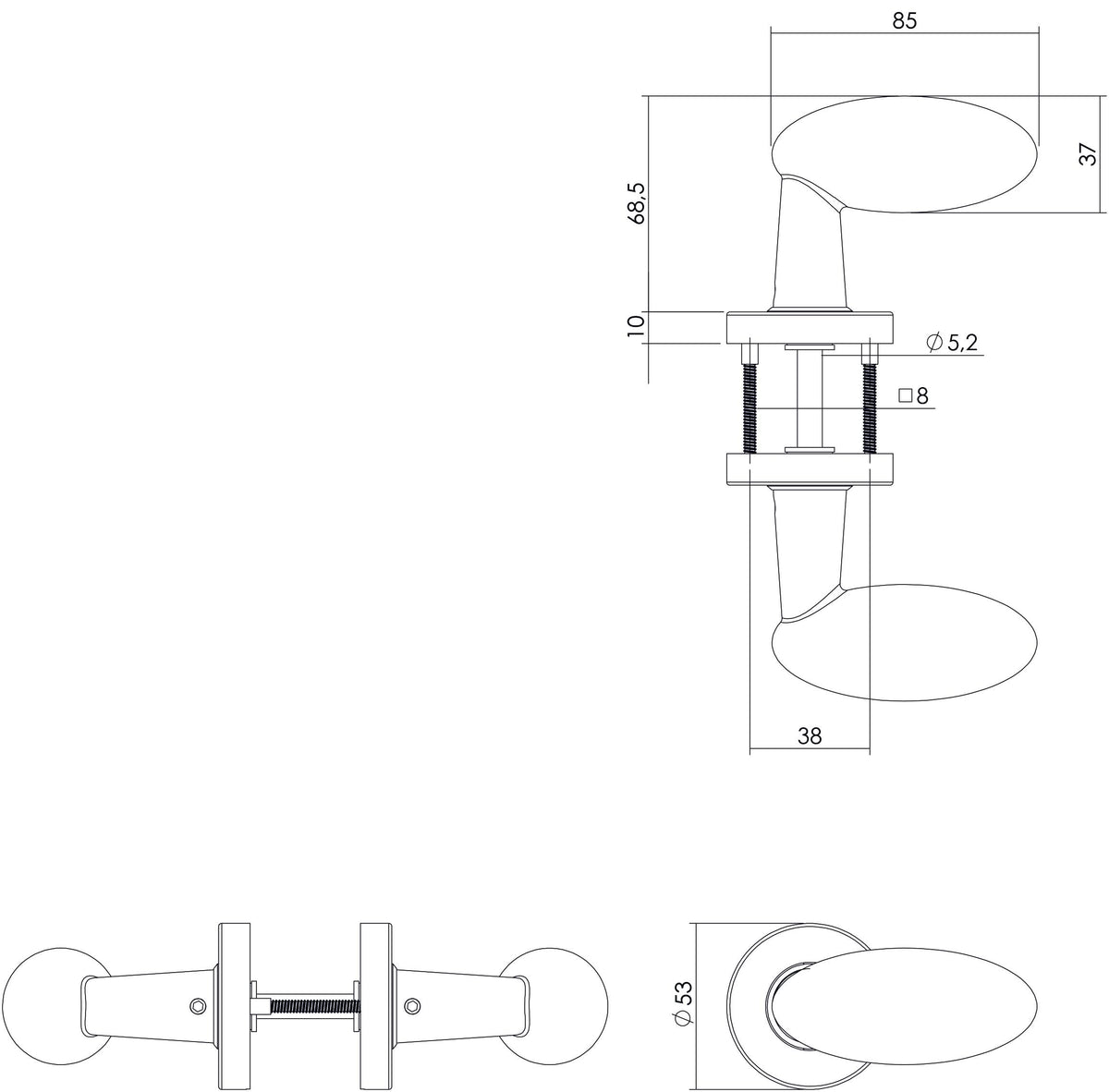 Intersteel deurkruk Golfclub rvs geborsteld detail