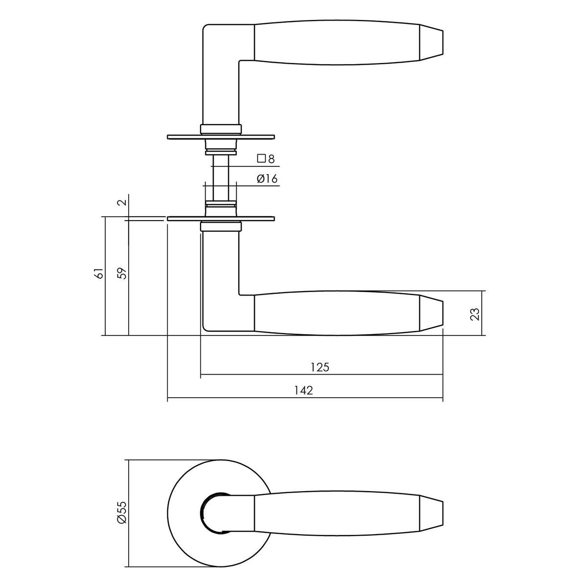 Intersteel deurkruk Combinatie rvs geborsteld – detail