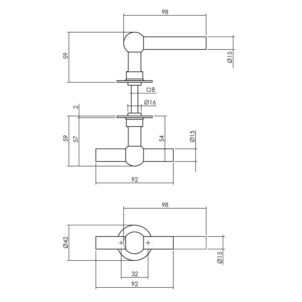 Intersteel deurkruk L-T Bol rvs geborsteld – detail