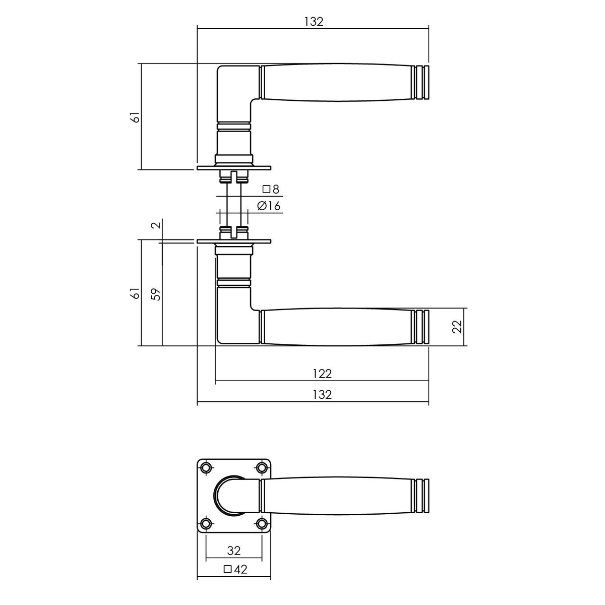 Intersteel deurkruk Ton 212 rvs geborsteld – detail